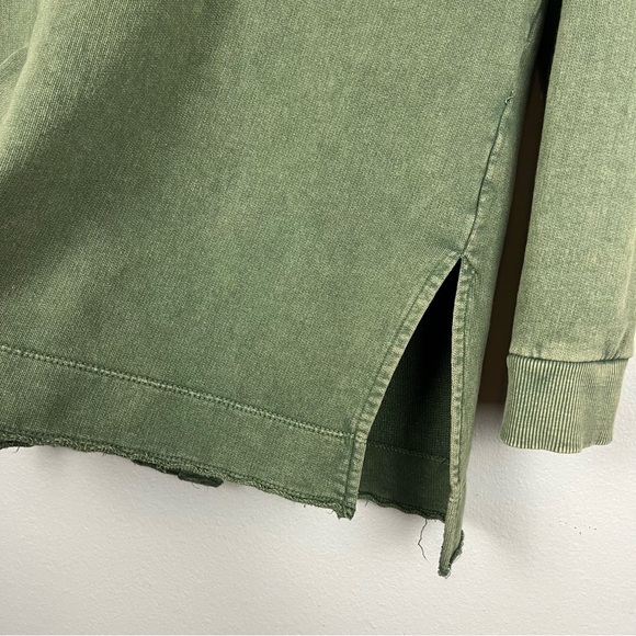 Anthropologie Split-Hem Tunic Moss Green V-Neck Pullover Sweatshirt Top - Picture 4 of 5